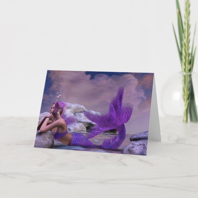 Mystic Siren Fantasy Sjöjungfru BLANK Stationary Anteckningskort (Framsida)