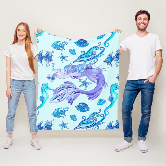 Mystic Sjöjungfru Fairy Lila Createmic Tile Fleecefilt (På plats)