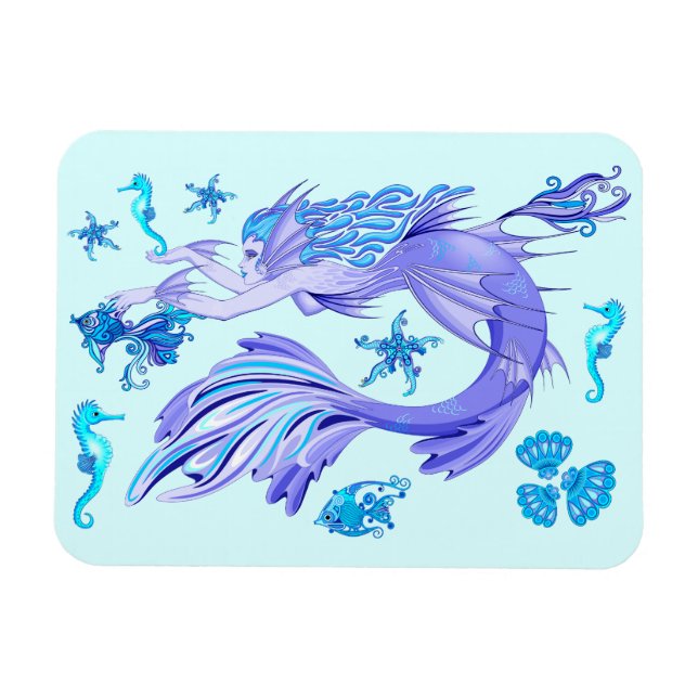 Mystic Sjöjungfru Fairy Lila Createmic Tile Magnet (Horisontell)