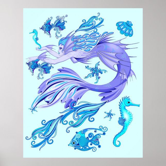 Mystic Sjöjungfru Fairy Lila Createmic Tile Poster (Framsidan)