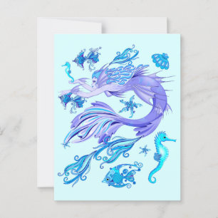 Mystic Sjöjungfru Fairy Lila Createmic Tile Vykort