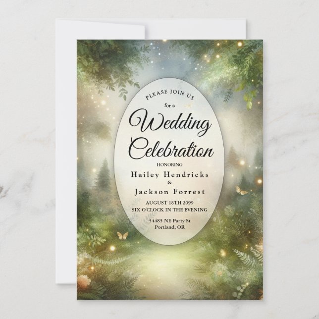 Mystic Skogen Meadow Magic Inbjudningar (Framsida)