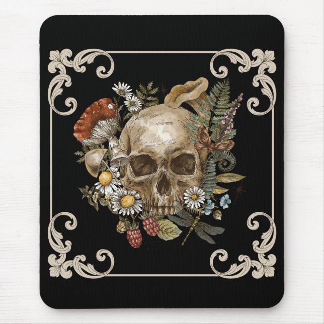 Mystic Skull Vintage Black Musmatta (Framsidan)