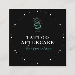 Mystic Snake Grönt Tattoo Aftercare Instruktioner Fyrkantigt Visitkort