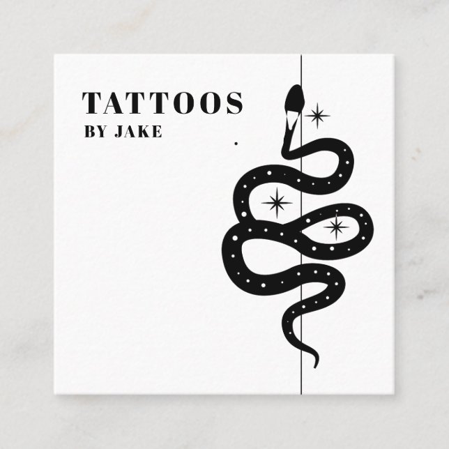 Mystic Snake Tattoo Artist Fyrkantigt Visitkort (Framsida)
