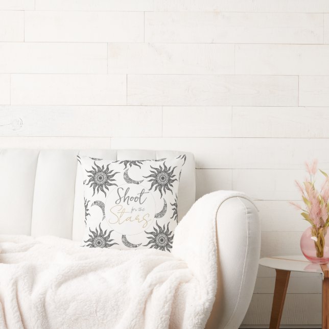 Mystic Sol Måne Black and White Kudde (Soffa)