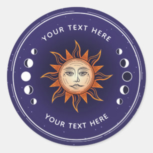 Mystic Sol Personlig Sticker Runt Klistermärke