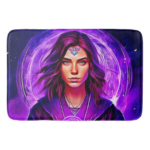 Mystic Sorceress with Glowing Aura Badrumsmatta