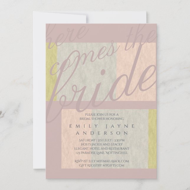 Mystic Storm Typography Möhippa Blue Rosa Inbjudningar (Framsida)