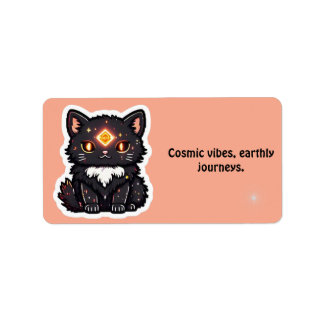 Mystic Svart Katt Returadressetikett  Adressetikett