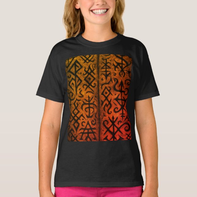Mystic Symbols & Mörk Occult T-shirt (Girls) (Framsida)