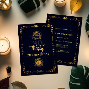 Mystic Tarot Fortune flottan Guld 30års födelsedag Inbjudningar