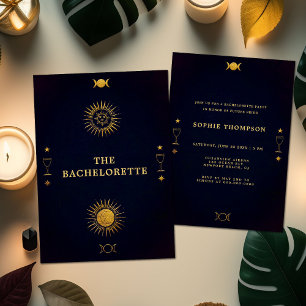 Mystic Tarot Fortune Navy Guld Bachelorette Party Inbjudningar
