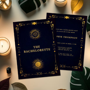 Mystic Tarot Fortune Navy Guld Bachelorette Party Inbjudningar