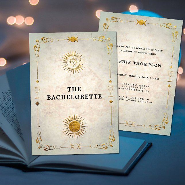 Mystic Tarot Fortune Old Guld Bachelorette Party Inbjudningar (Skapare uppladdad)