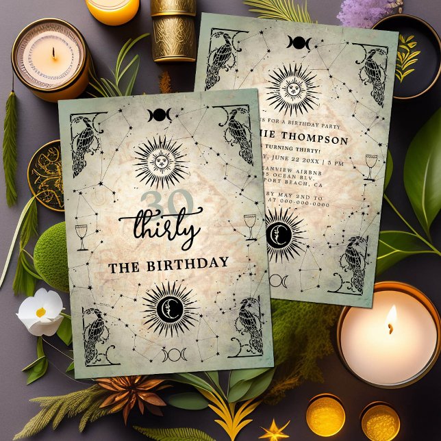 Mystic Tarot Fortune Peacock 30års födelsedag Part Inbjudningar (Skapare uppladdad)