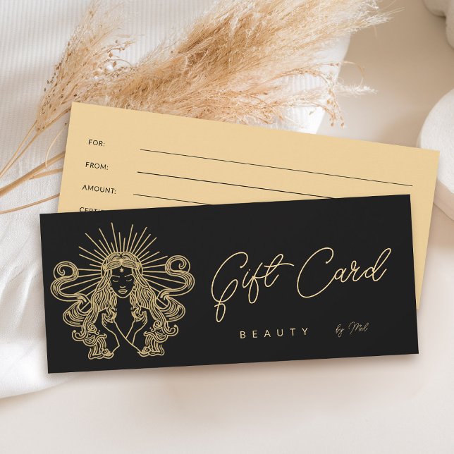 Mystic Tarot Makeup Hair Nagel Black Gift Card (tarot gift certificate card goddess beauty makeup hair nails lashes stylist beautician beauty)