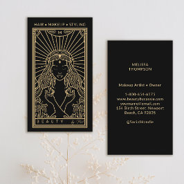 Mystic Tarot Makeup Hair Nagel Monogram Guld Black Visitkort