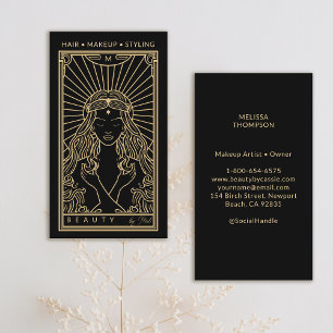 Mystic Tarot Makeup Hair Nagel Monogram Guld Black Visitkort