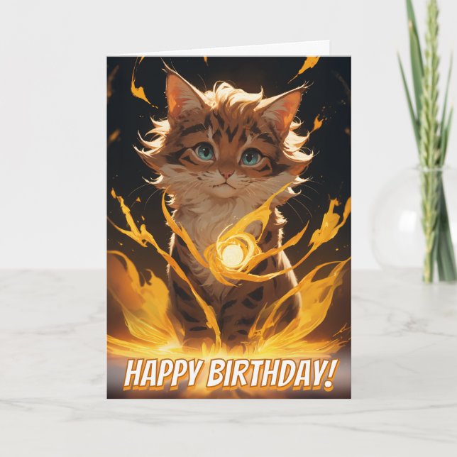 Mystic Tiger Cat Fire Familiar Kort (Framsida)