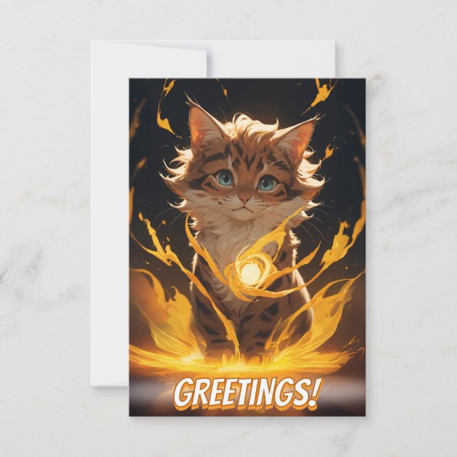 Mystic Tiger Cat Fire Familiar Kort (Framsida)