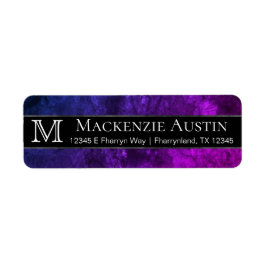 Mystic-Topaz Office | Monogram Lila Rosa Blue Returadress Etikett