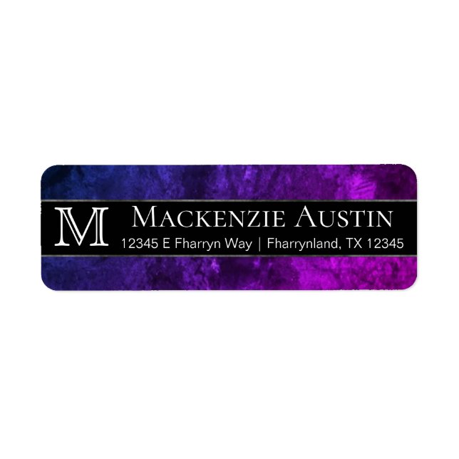 Mystic-Topaz Office | Monogram Lila Rosa Blue Returadress Etikett (Framsidan)