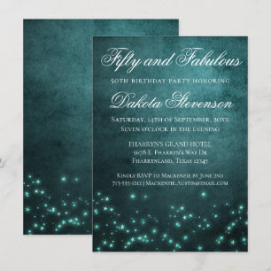Mystic Twilight Stars   Deep Teal Glow Fabulous 50 Inbjudningar