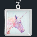 Mystic Unicorn Silverpläterat Halsband<br><div class="desc">Mystic Unicorn I av Victoria Borges. Har en rosa- och lila-enhörning med penselliknande drag.</div>