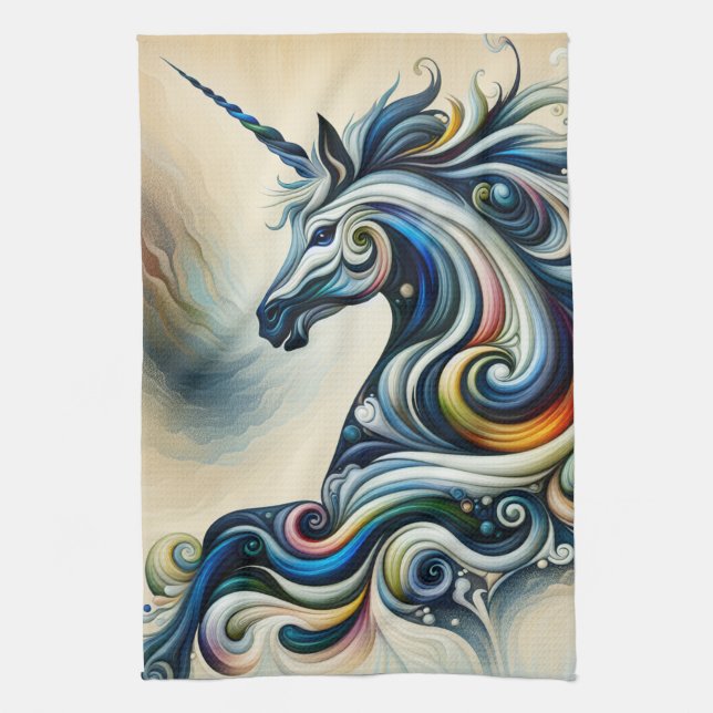 Mystic Unicorn Swirl Kökshandduk (Vertikal)