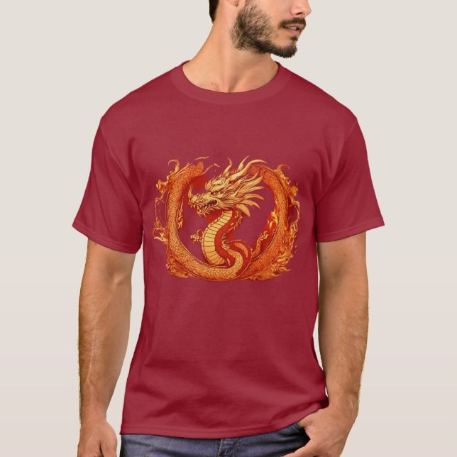 Mystic Unity: Red & Golden Blend Skriv ut T-shirt (Framsida)