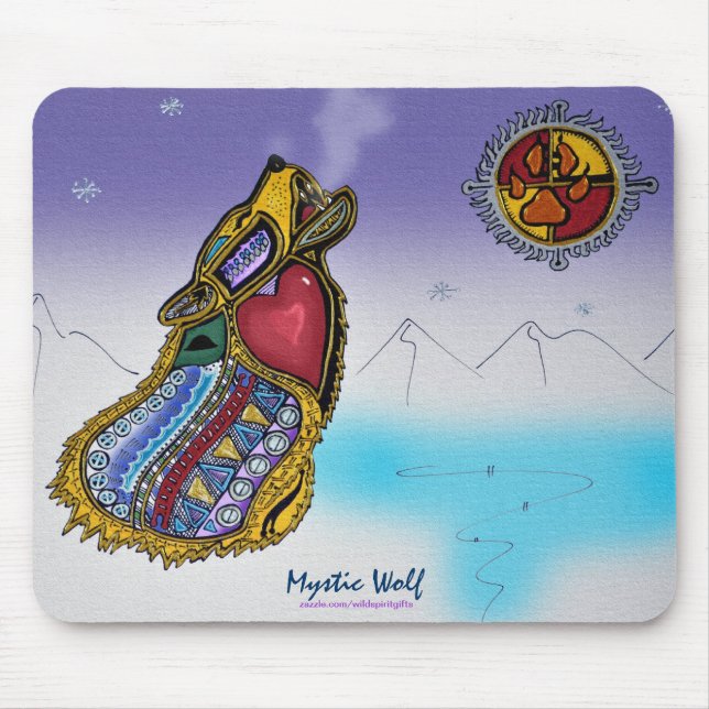 Mystic Varg Ojibwe-stil Art Mousepad Musmatta (Framsidan)