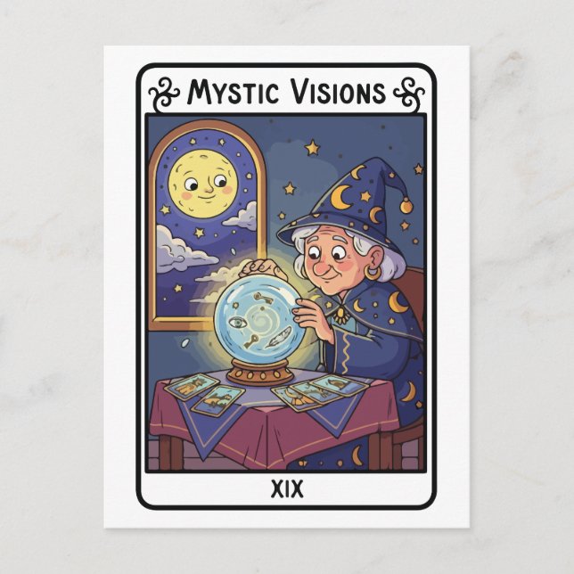 Mystic Visions - Fortune Teller med Crystal Boll Vykort (Framsida)