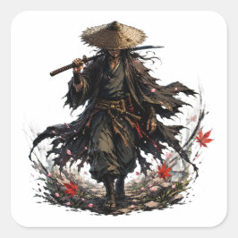 Mystic Wandering Ronin Mugg | Samurajkrigare i Ba Fyrkantigt Klistermärke