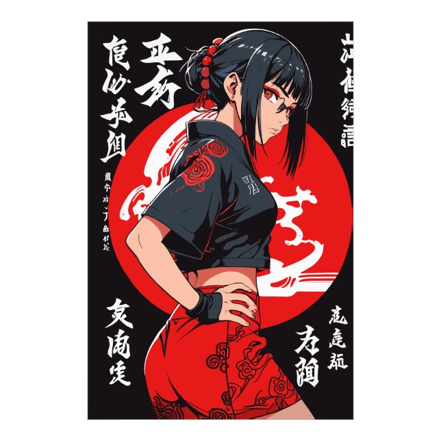 Mystic Warrior in Crimson Moonlight Fototryck (Framsidan)