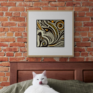 Mystic Whiskers: Retro Cat Art Poster