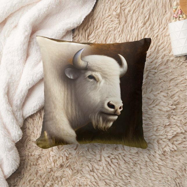 Mystic White Buffalo Digital Art Kudde (Filt)