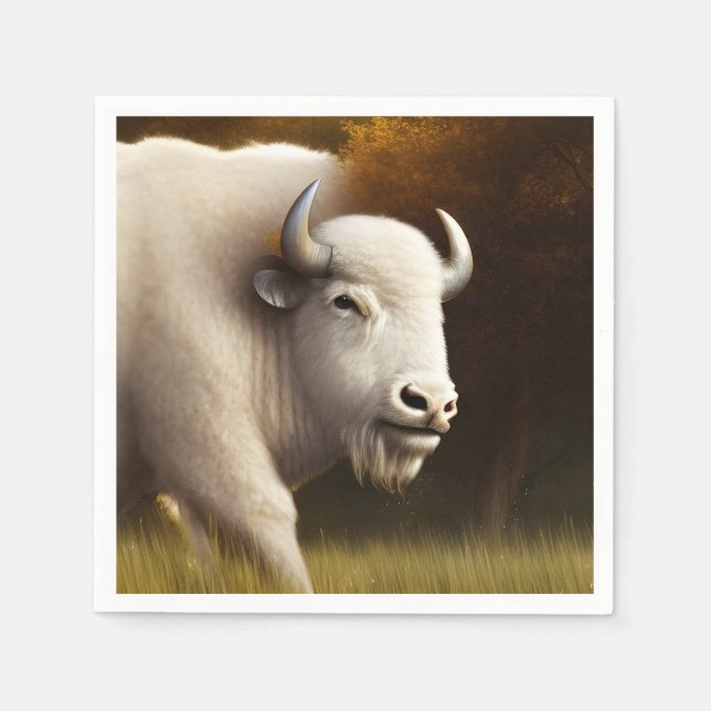 Mystic White Buffalo Digital Art Pappersservett (Framsidan)