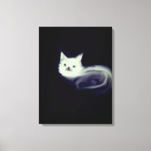 Mystic White Kitten Canvas Wall Art-Blue-Eyed Cat