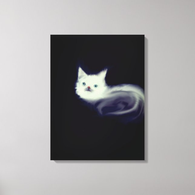 Mystic White Kitten Canvas Wall Art-Blue-Eyed Cat (Framsida)