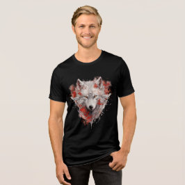 Mystic White Wolf with Red Ink Accents T Shirt
