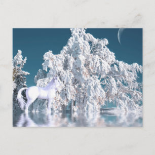 Mystic Winter Ice Horse and Träd Vykort