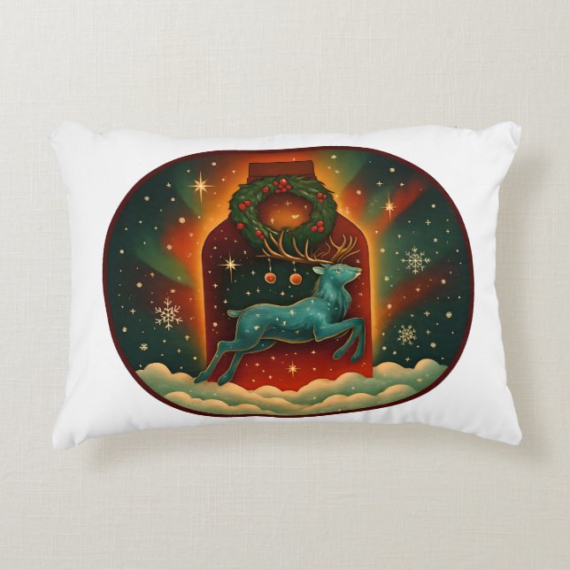 Mystic Winter Stag Prydnadskudde (Framsidan)