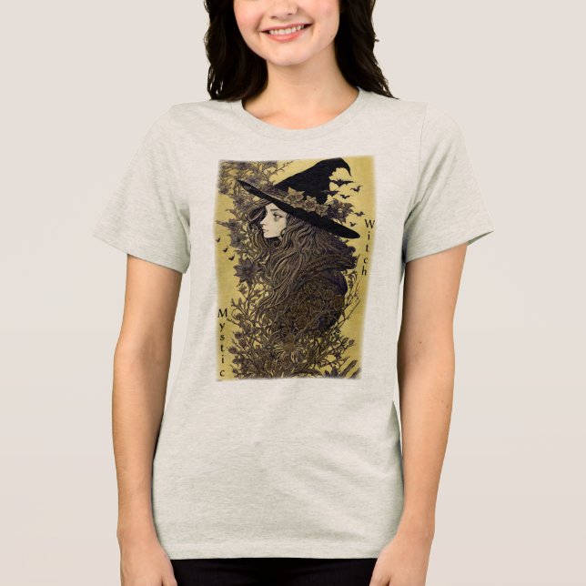 Mystic Witch Halloween Witch T Shirt (Framsida)