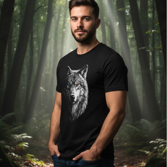 Mystic Wolf Face Heterochromia Eyes Unisex Tee (Skapare uppladdad)