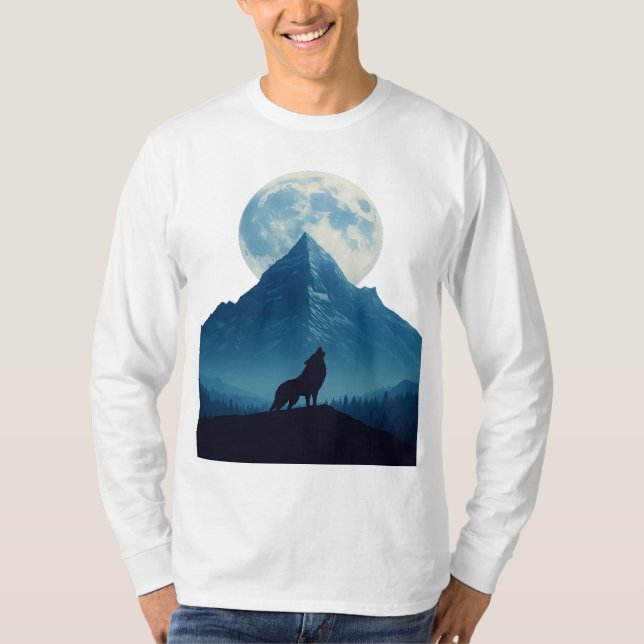 Mystic Wolf Under the Moon – Unisex T-Shirt (Framsida)