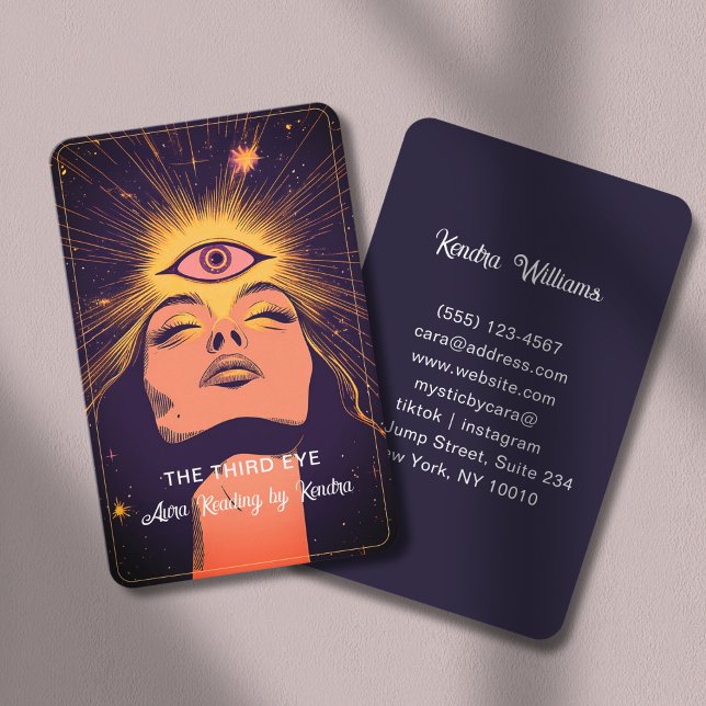 Mystic Woman Eye Dark Blue Gold Visitkort (Mystic Woman Eye Dark Blue -Gold Business Card)