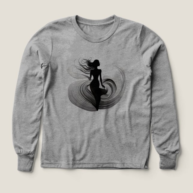Mystic Woman in Motion – Elegant Silhouette T Shirt (Design framsida)