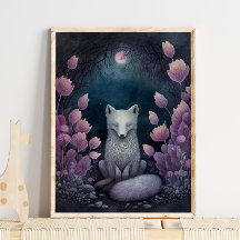 Mystic Woodland Arctic Fox | Utskrift av fogvägg