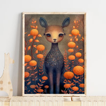 Mystic Woodland Fawn Hjort | Utskrift av Hjort